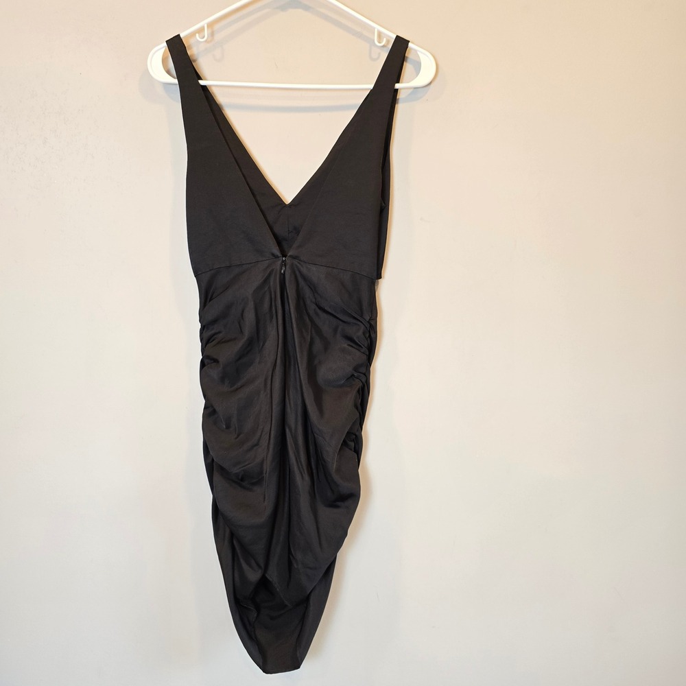 Zara Dress Cut Out Satin Effect Mini Womens Extra Small Black - Picture 7 of 10